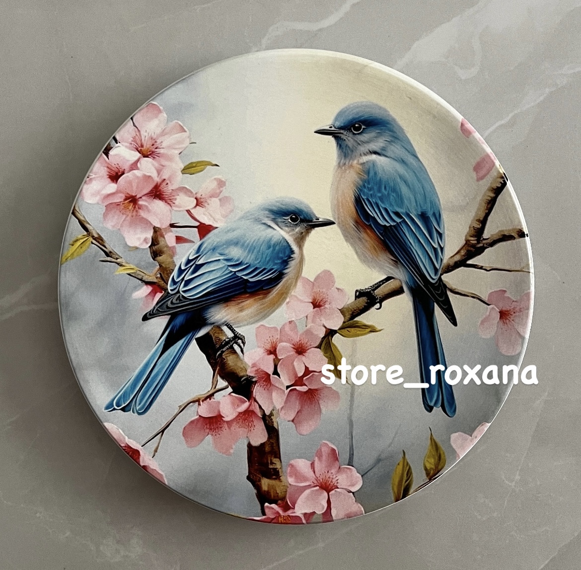 دیوارکوب طرح پرنده آبی وشکوفه صورتی